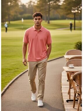 Peter Millar Men's Seaside Golf Polo Coral/Peach Size Small Tall
